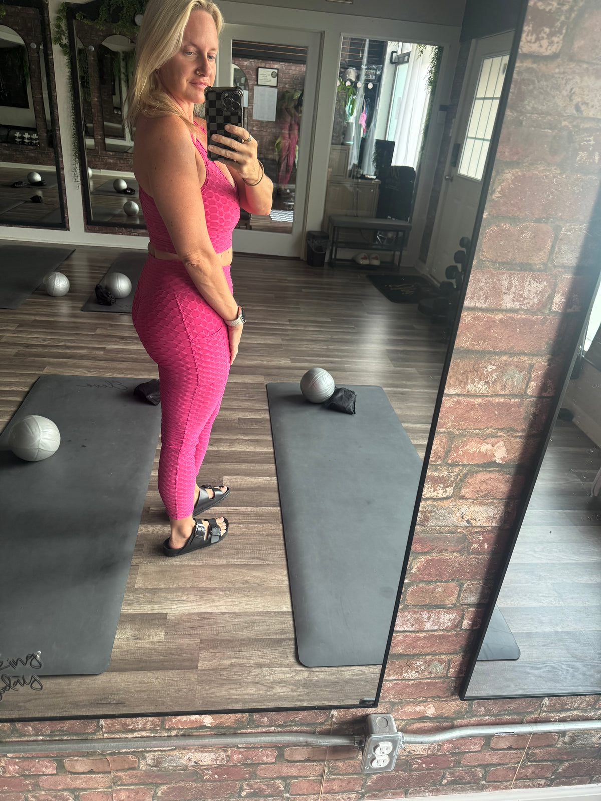 2 Piece Hot Pink Scrunch set