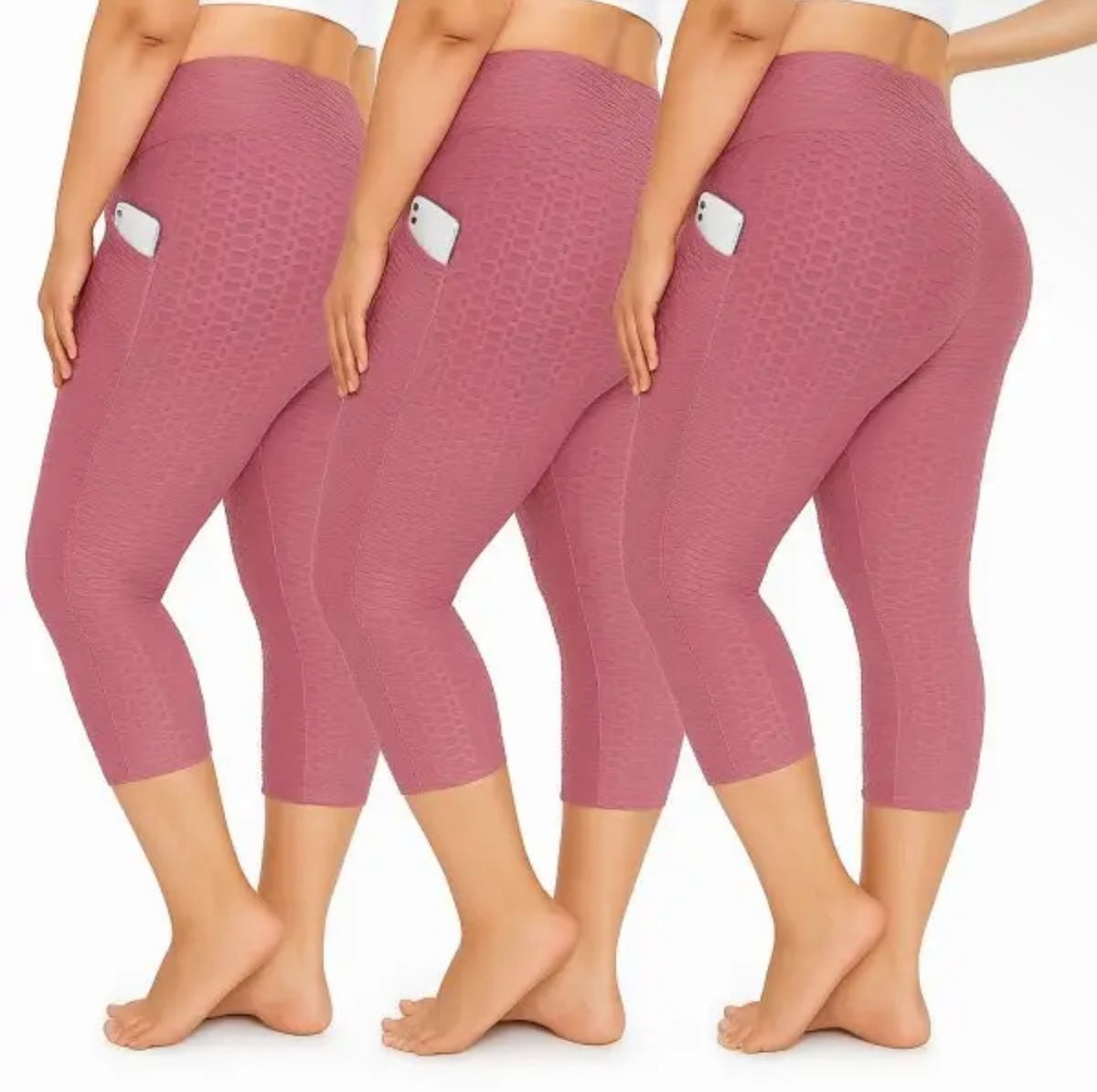 Plus pink butt lifting 7/8 leggings