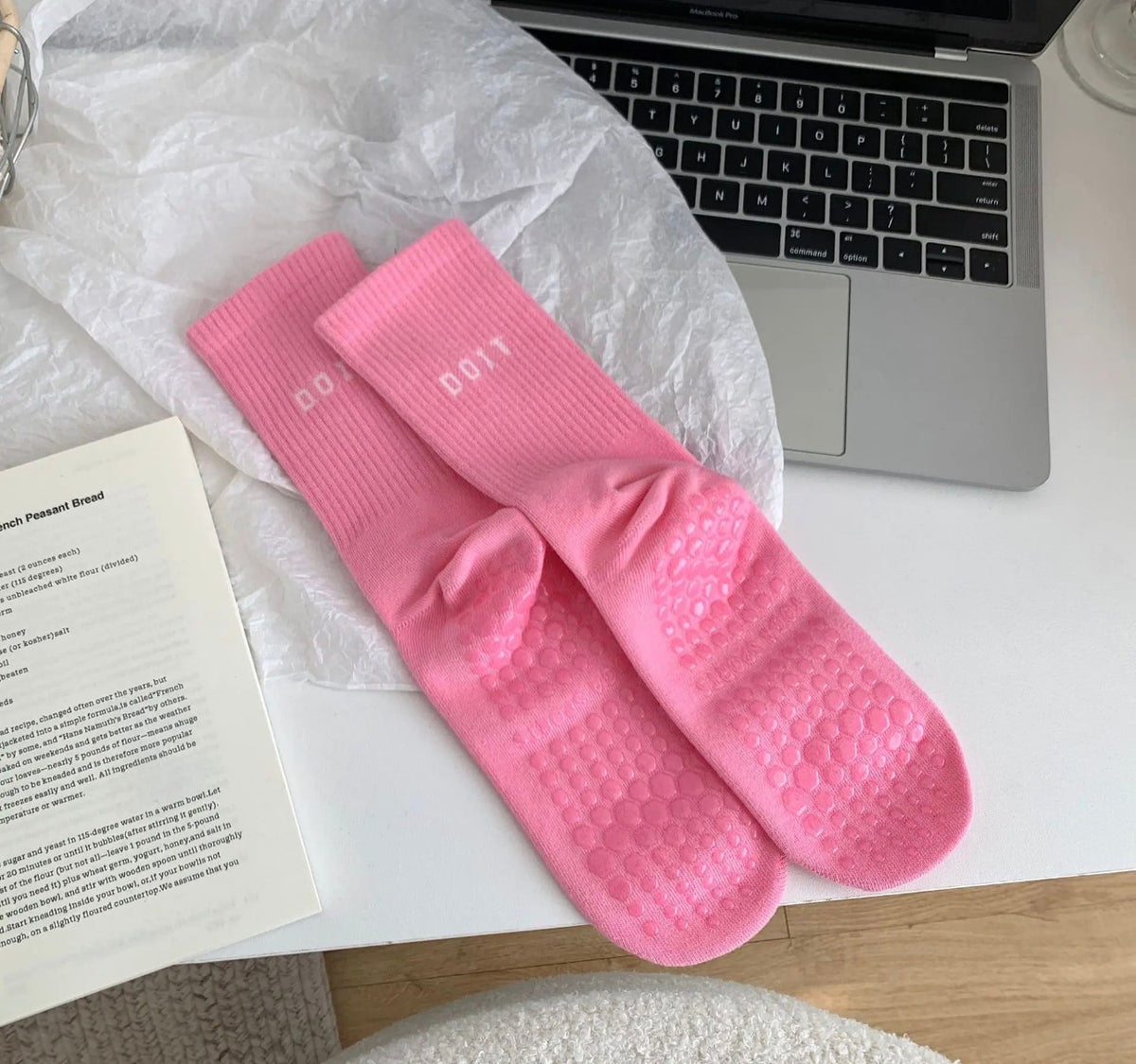 Light pink grip socks