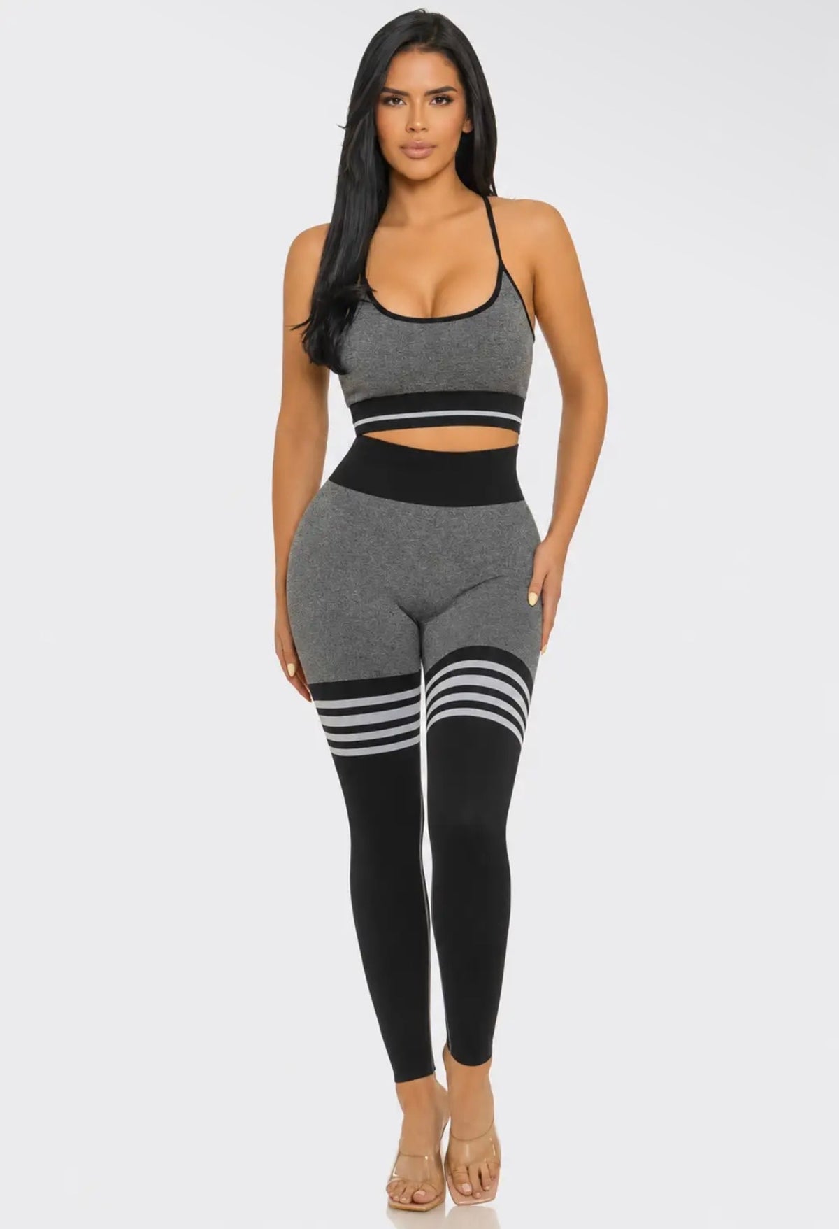 Gray striped 2 piece set