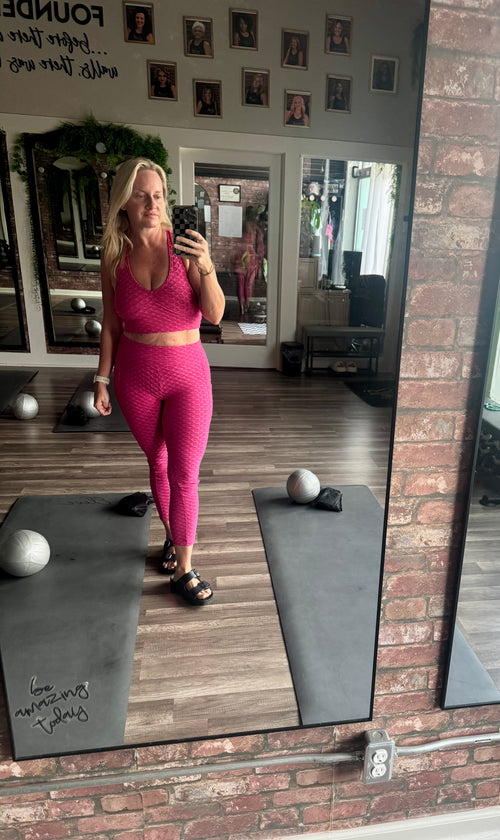 2 Piece Hot Pink Scrunch set