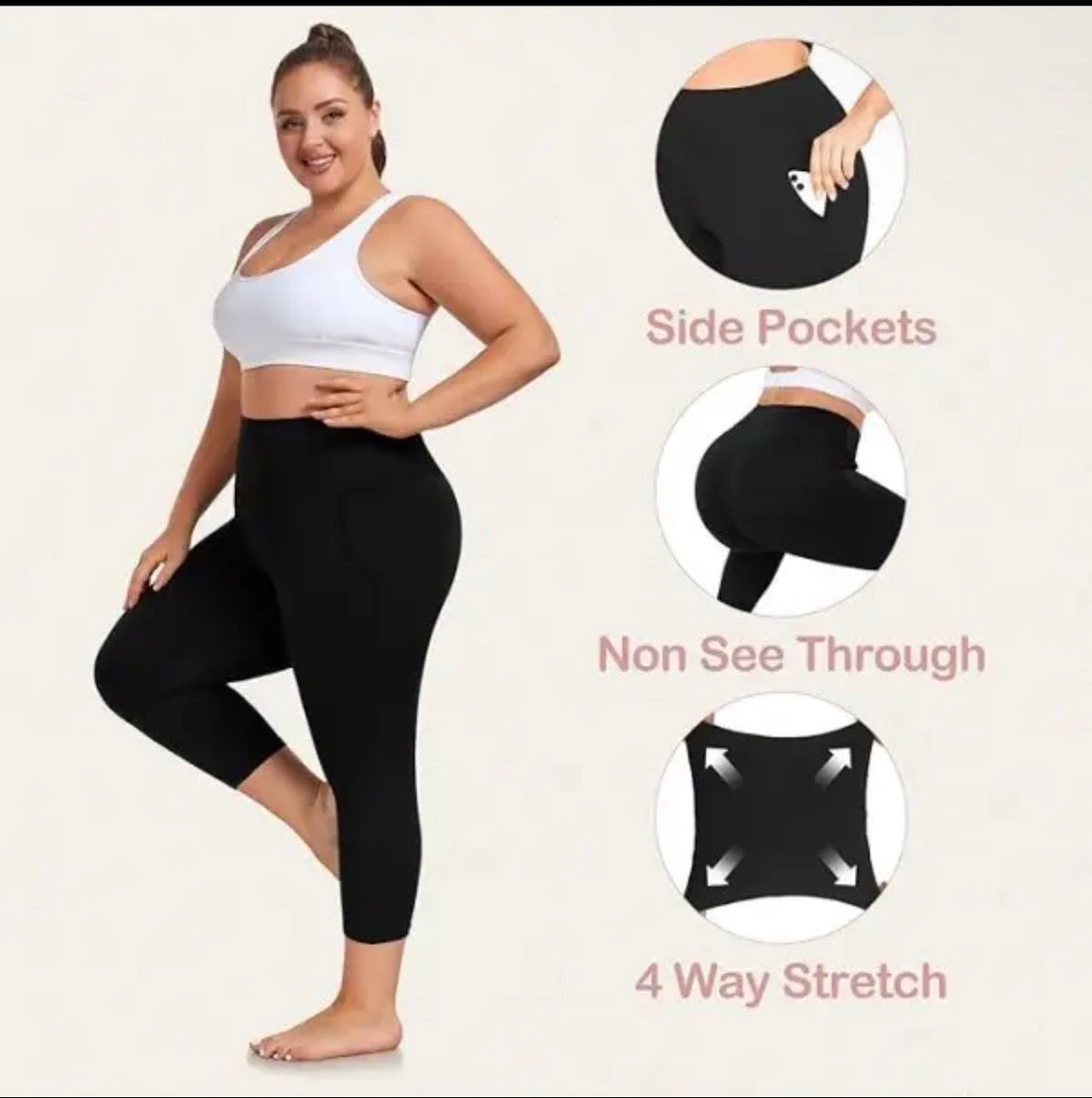 Plus Black Butt lifting 7/8 leggings