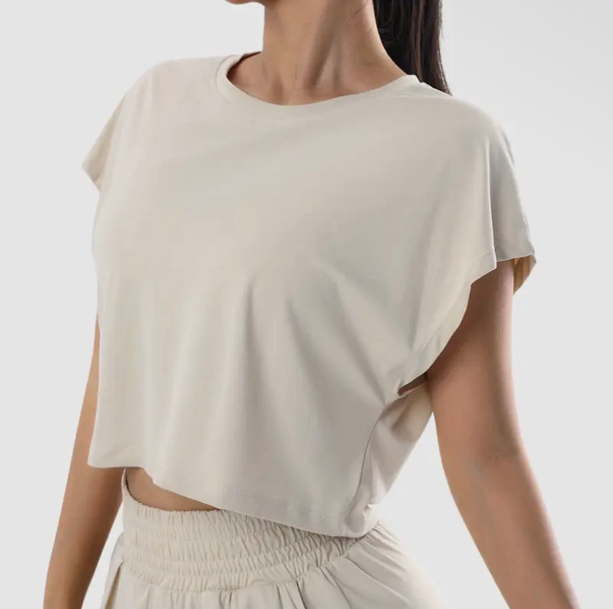 Beige quick drying fitness shirt